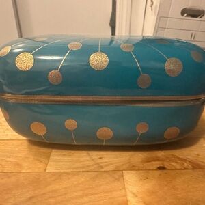 Jonathan Adler Turquoise and Gold Oval Box